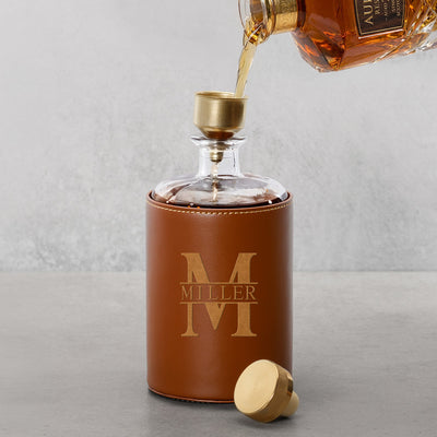 Crawford Custom Bourbon Decanter Set - Leather Wrapped