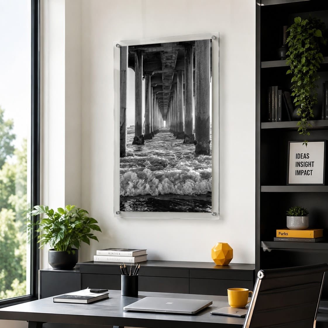 Between the Breakers Black & White Acrylic Wall Art Print