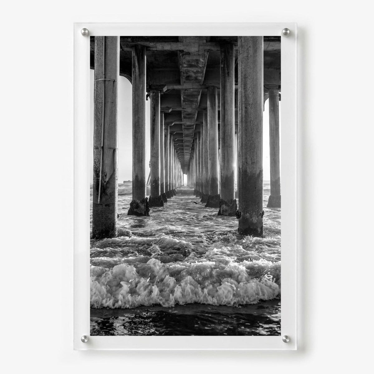 Between the Breakers Black & White Acrylic Wall Art Print