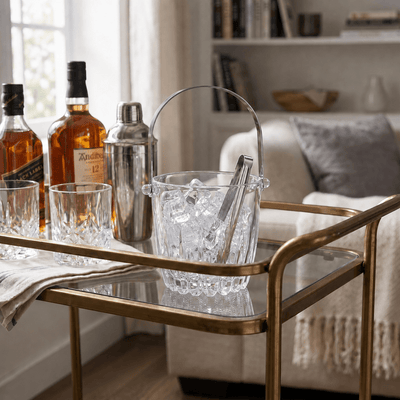 Calvera Monogrammed Chill Tabletop Glass Ice Bucket w/ Tongs (33 oz)