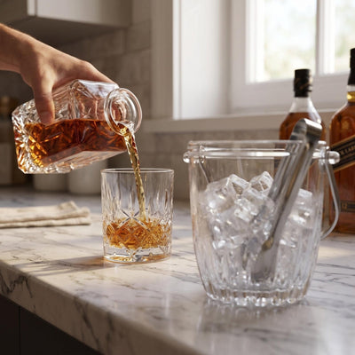 Calvera Monogrammed Chill Tabletop Glass Ice Bucket w/ Tongs (33 oz)