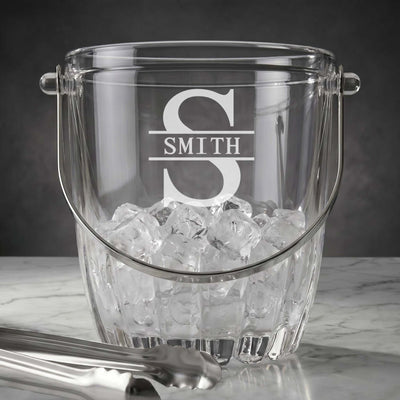 Calvera Monogrammed Chill Tabletop Glass Ice Bucket w/ Tongs (33 oz)
