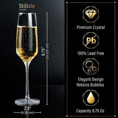 champagne flute glass details and measurements