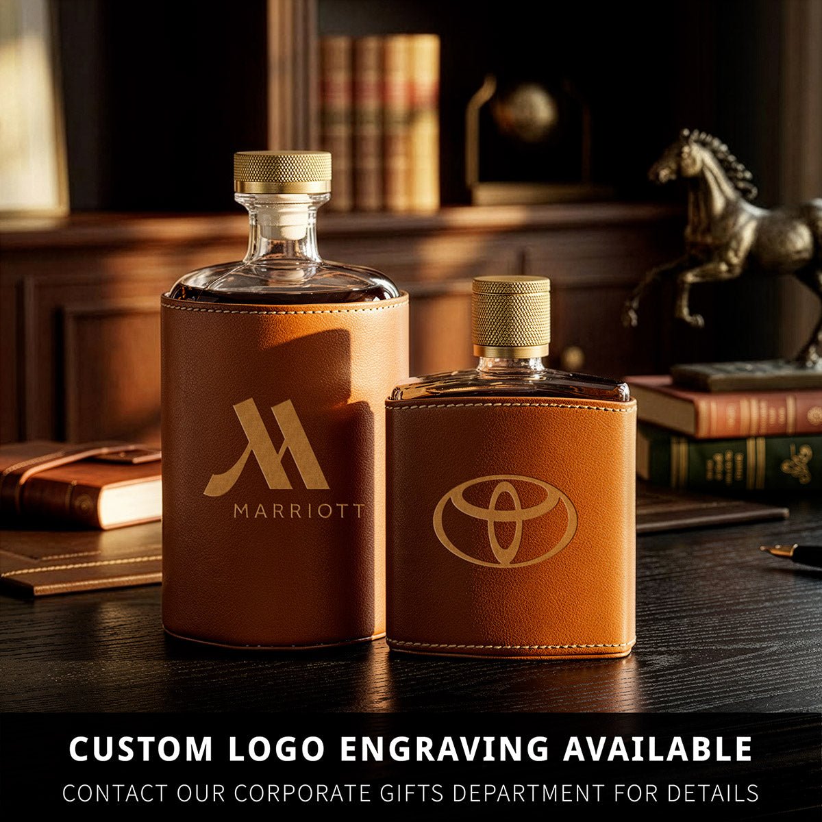 Crawford Custom Bourbon Decanter Set - Leather Wrapped