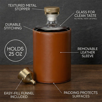 Crawford Custom Bourbon Decanter Set - Leather Wrapped