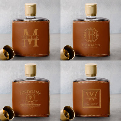 Crawford Leather Whiskey Flask - Rutherford Glasses