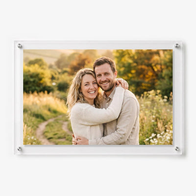 Custom acrylic photo print displaying a couple’s portrait