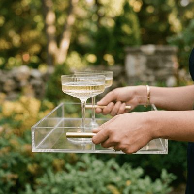Custom Acrylic Serving Tray w/ Gold Handles