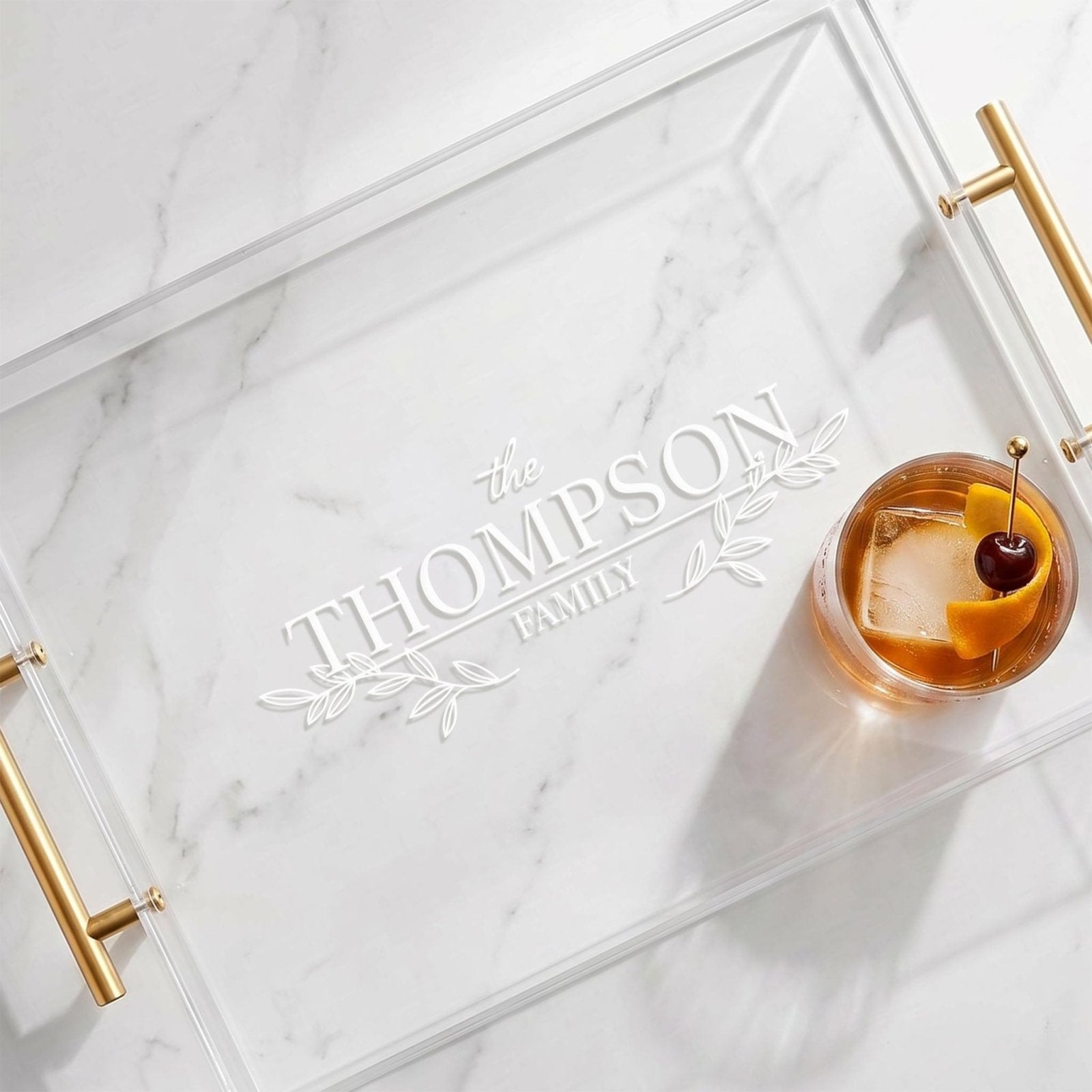 Custom Acrylic Serving Tray w/ Gold Handles