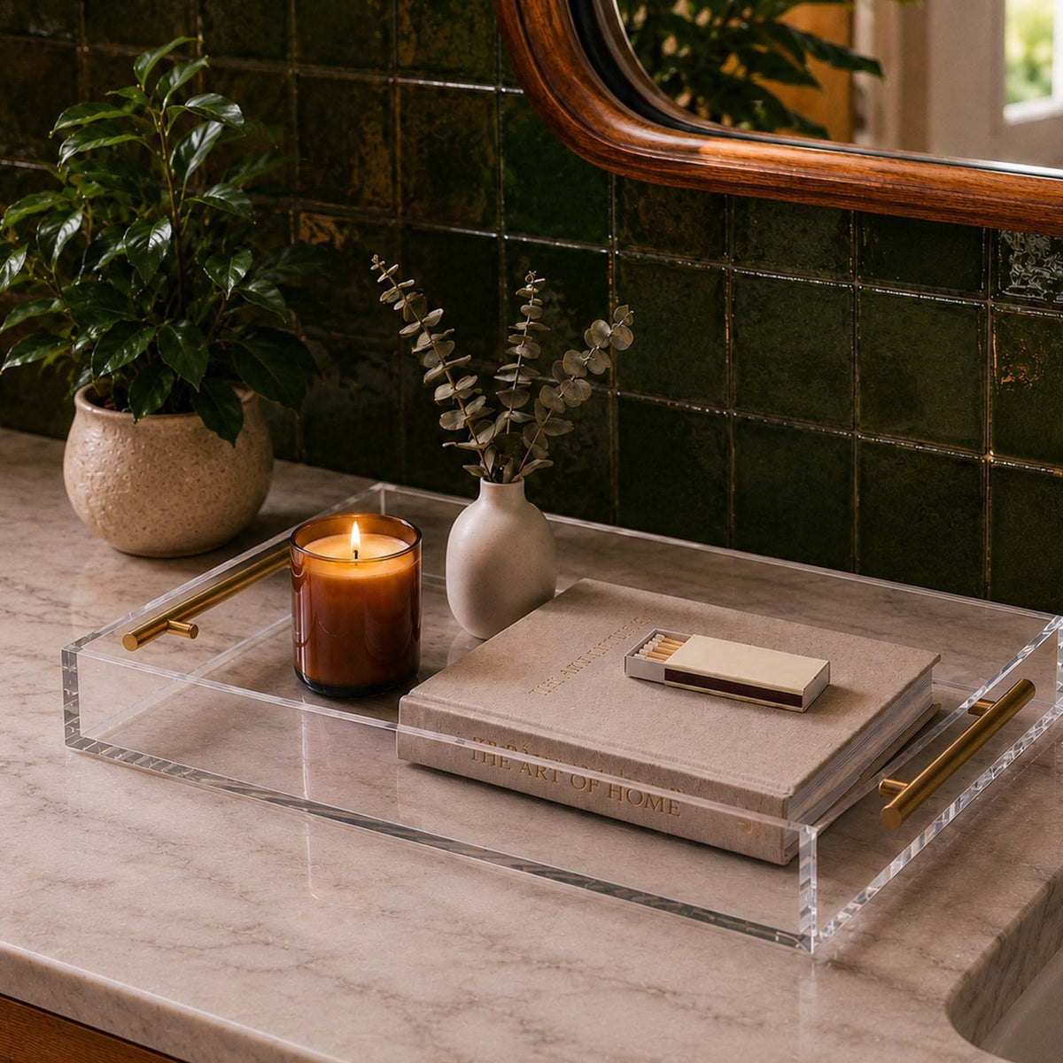 Custom Acrylic Serving Tray w/ Gold Handles