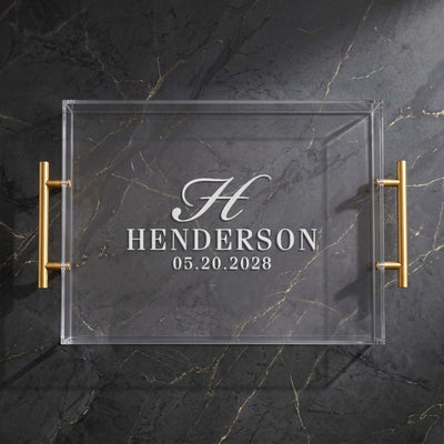 Custom Acrylic Serving Tray w/ Gold Handles