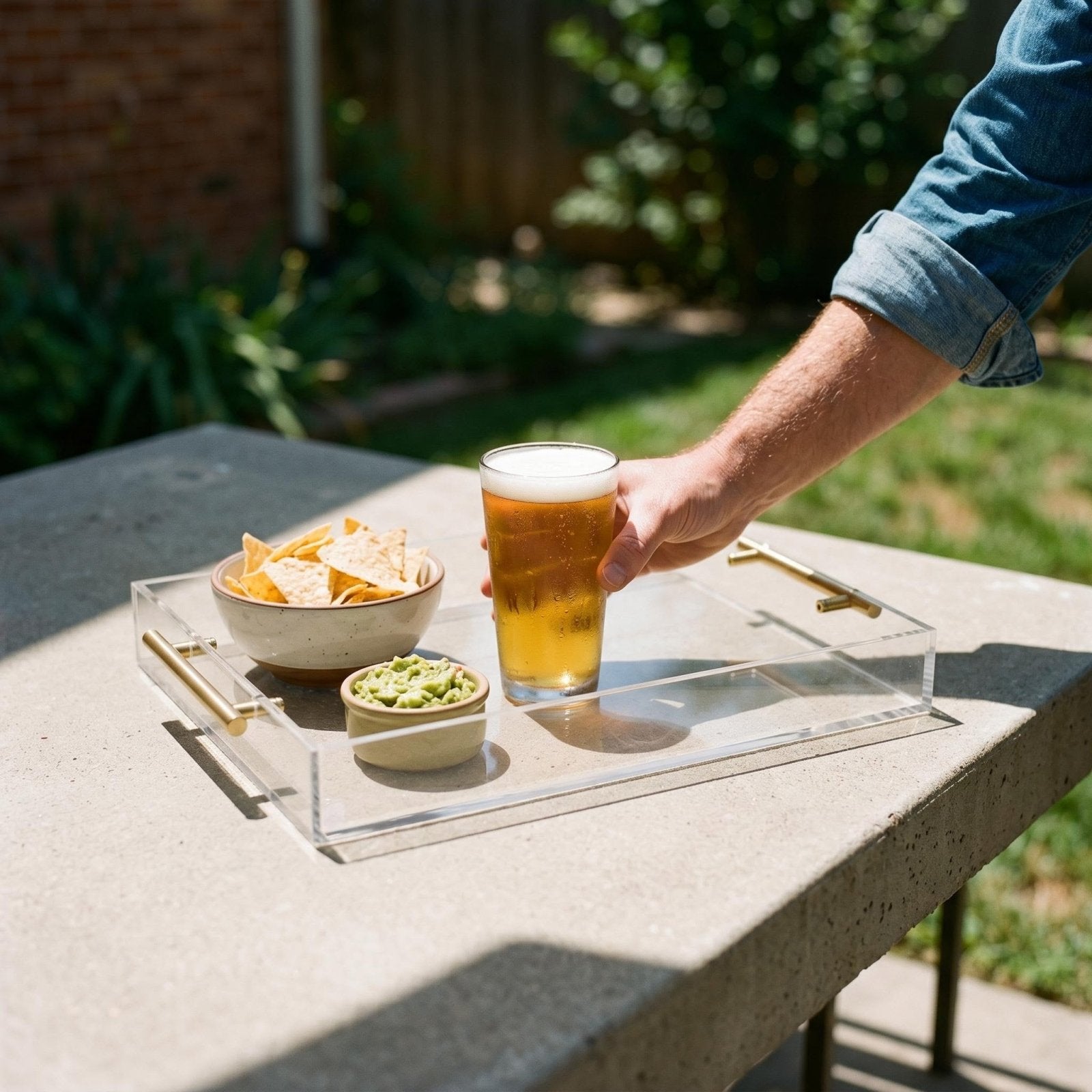 Custom Acrylic Serving Tray w/ Gold Handles