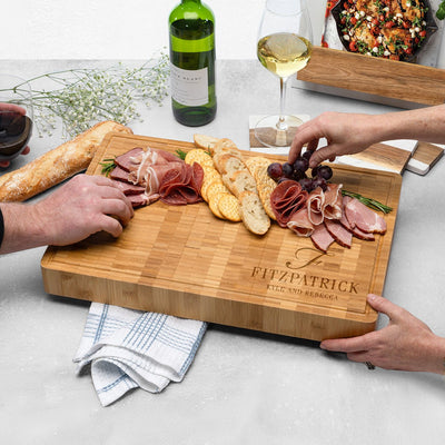Custom Heritage End Grain XL 18x12x2 Cutting Board w Juice Grove