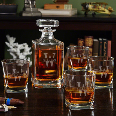 Custom Whiskey Decanter Set with Rocks Glasses