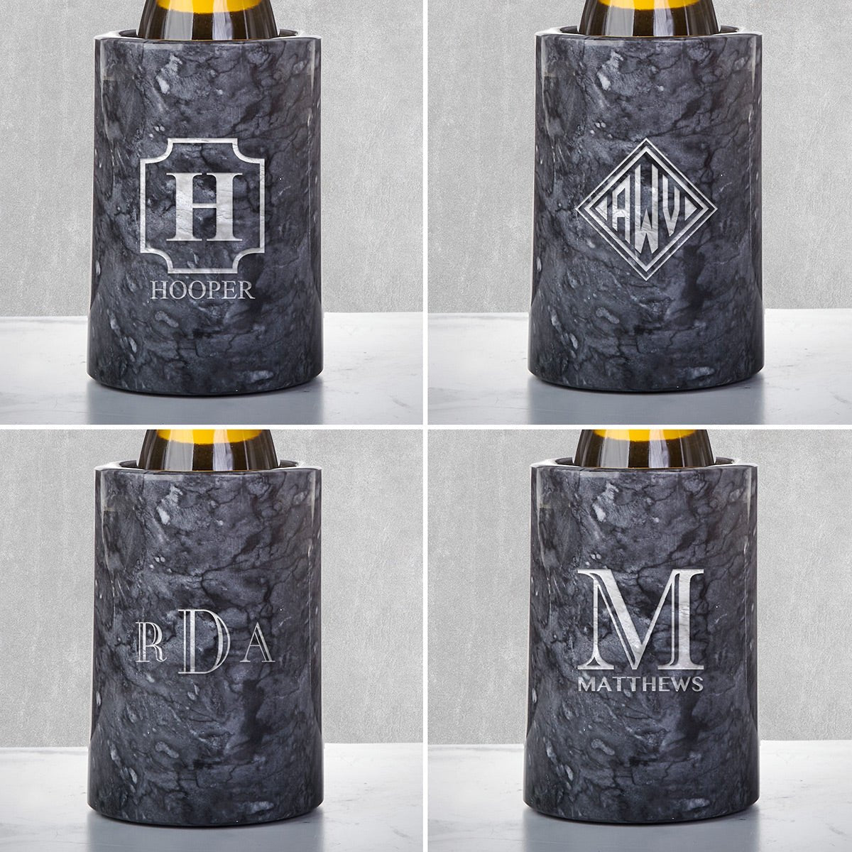 Customized Black Marble Wine Chiller