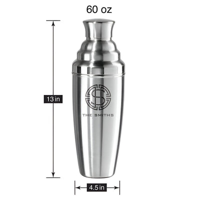 Engraved Extra Large Stainless Steel Cocktail Shaker