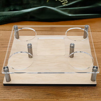 Engraved Presentation Set with Whiskey Decanter & Glasses - 6pc Bar Serving Tray & Display Set