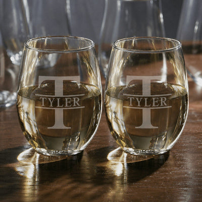 Engraved Stemless White Wine