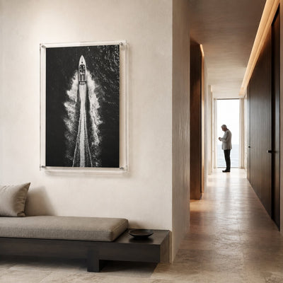 Exit By Sea Black & White Acrylic Wall Art Print - Vertical