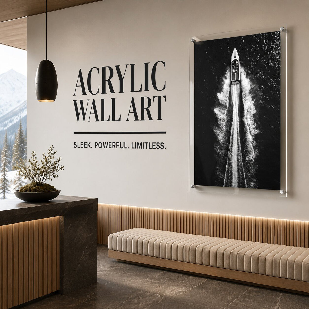 Exit By Sea Black & White Acrylic Wall Art Print - Vertical