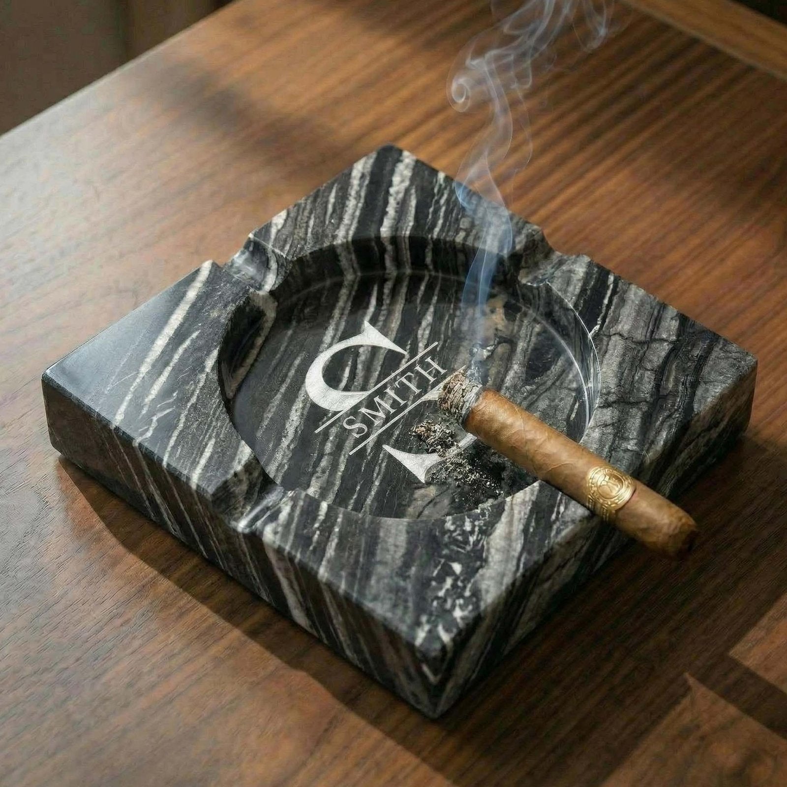 custom engraved Pembroke Large Marble Ashtray - 4 Slots