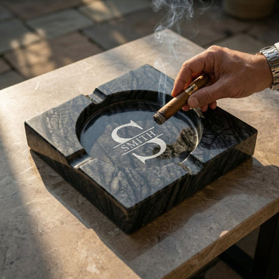 Pembroke Large Marble Ashtray - 4 Slots in an outdoor setting