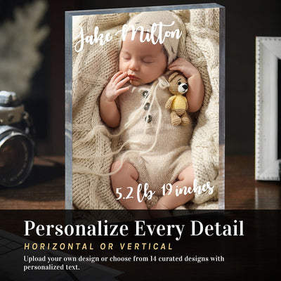Personalized Baby Acrylic Photo Block – Custom Picture Print, 1 - Inch Thick