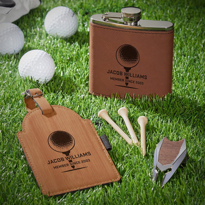 Personalized Golf Gifts Set with Flask
