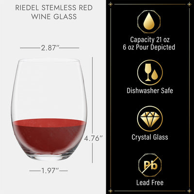 Personalized Stemless Riedel Wine Glasses, Cabernet/Merlot - Set of 2