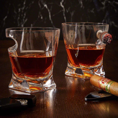 Personalized Twist Whiskey Cigar Glasses, Set of 4