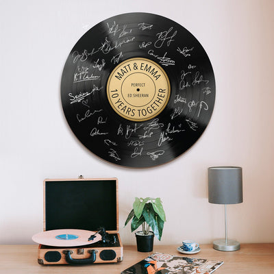 Personalized Vinyl Record Wooden Sign – Unique Guest Book for Wedding Reception Welcome Table