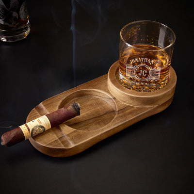 Personalized Whiskey Cigar Ashtray Gift Set