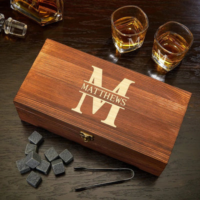 Personalized Whiskey Stones and 6oz Glasses Gift Set