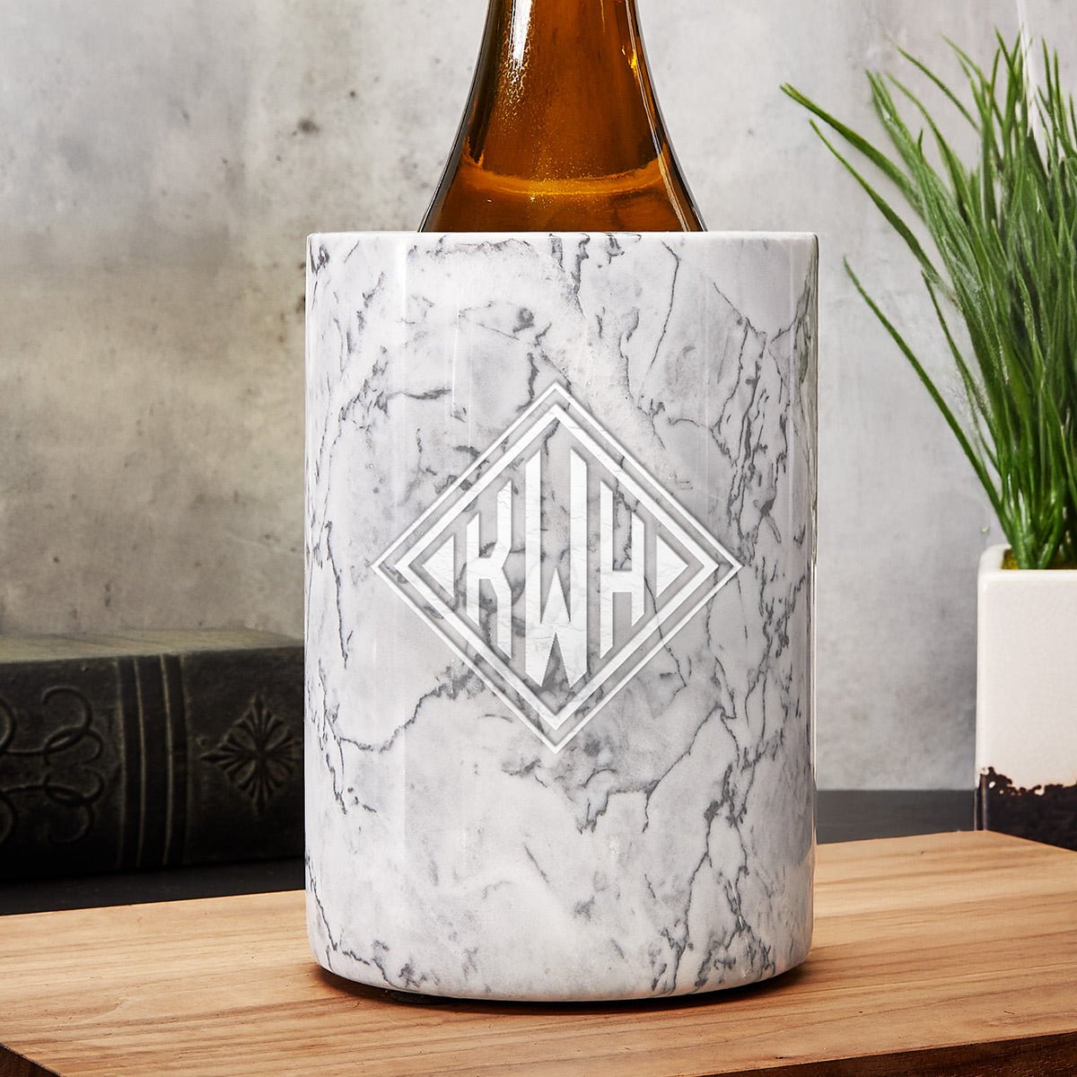 Personalized Wine Chiller White Marble