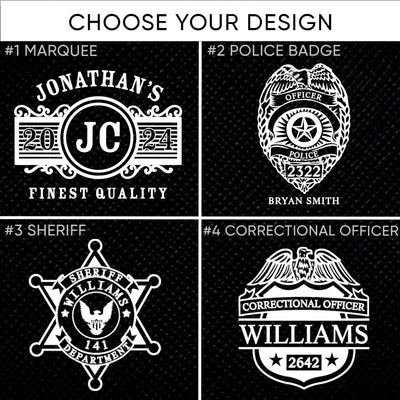 Police Badge Personalized Gun - Themed Whiskey Gift for Cops with Buckman Glass