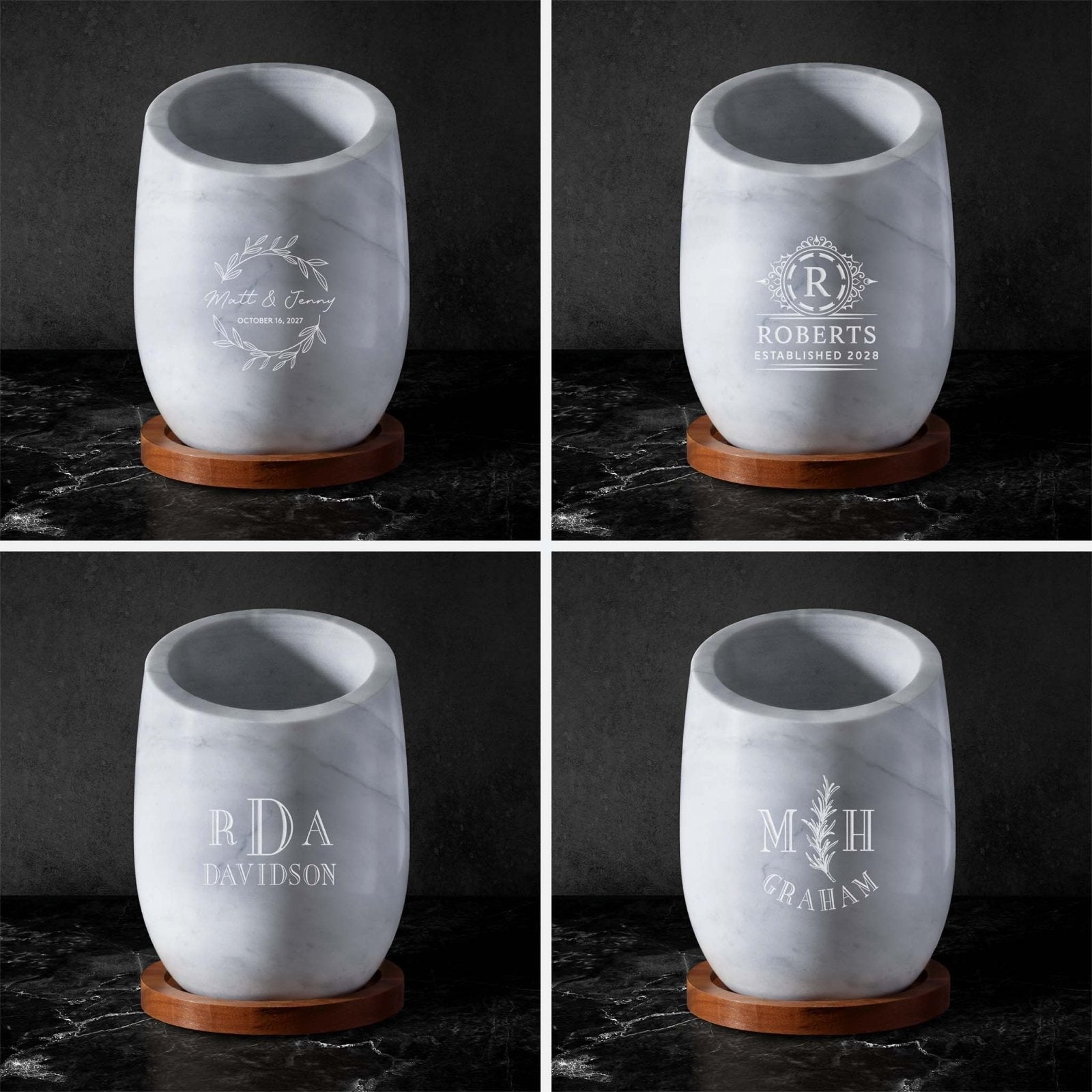 marble wine chiller - monogram design options