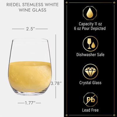 Riedel Stemless Wine Glasses, Chardonnay/White Wine - Set of 4