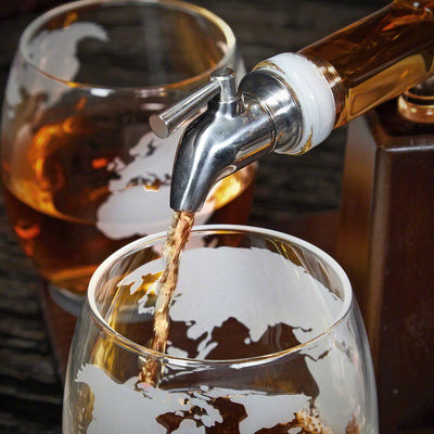 Sail Away Ship Whiskey Decanter Set with 4 Globe Glasses