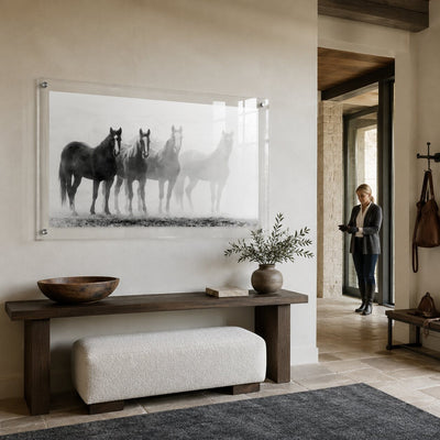 Through the Mist Black & White Acrylic Wall Art Print
