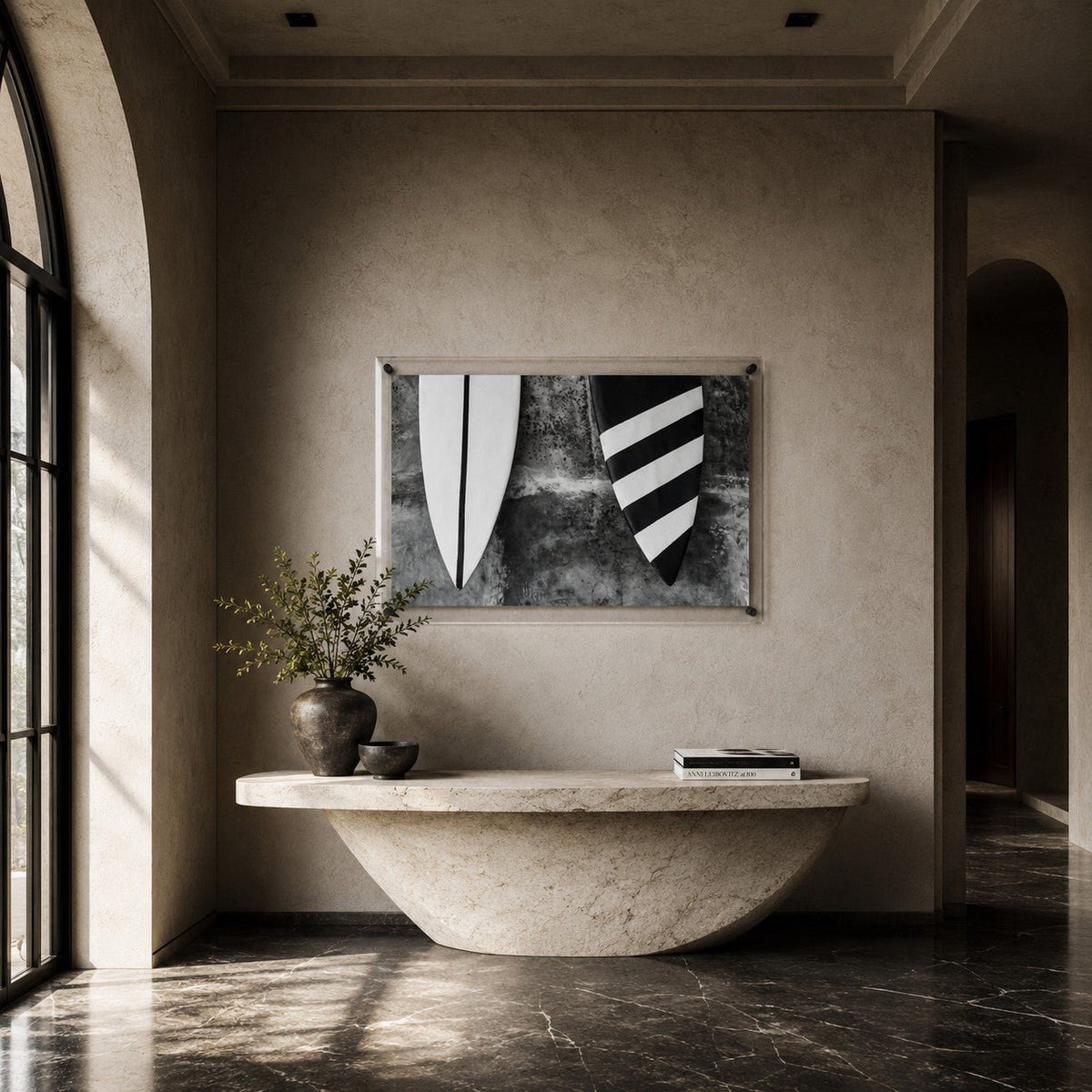 Twin Fins Black & White Acrylic Wall Art Print