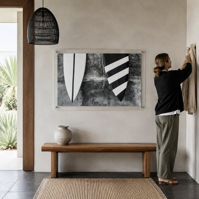 Twin Fins Black & White Acrylic Wall Art Print