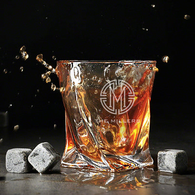 Twist Custom Bourbon Decanter Set with Snacks - Black Ebony Box 11pc