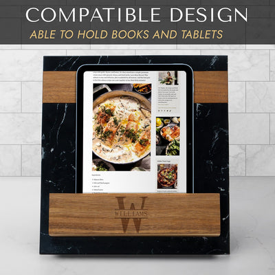 Winslow Custom Cookbook Stand - Black Marble & Wood