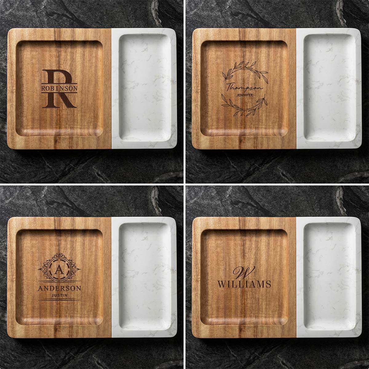 Winslow Valet Catchall Tray - Marble & Wood