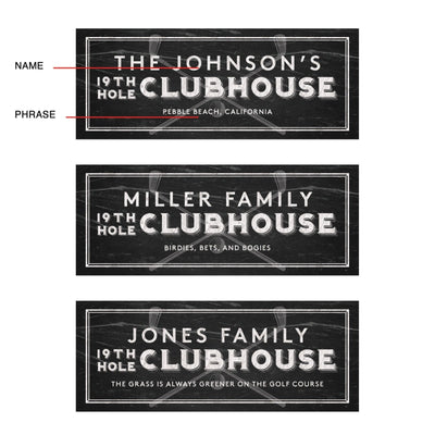 19th Hole Clubhouse Custom Golf Sign, Rectangle