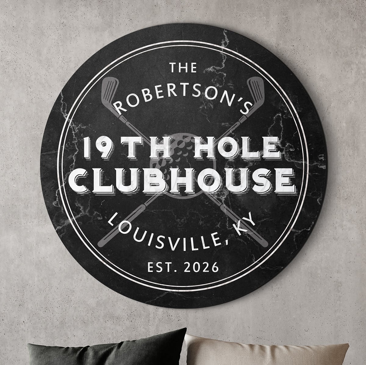 19th Hole Clubhouse Custom Golf Sign, Round