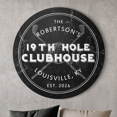 19th Hole Clubhouse Custom Golf Sign, Round
