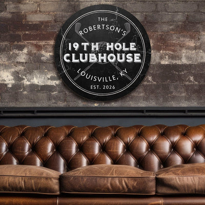 19th Hole Clubhouse Custom Golf Sign, Round