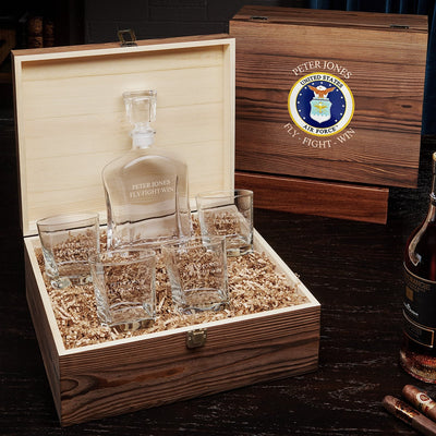 Air Force Gifts Personalized Argos Whiskey Decanter Set with Box