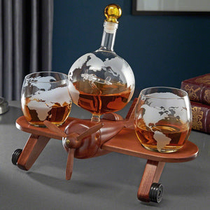 Airplane Decanter + Two Glasses